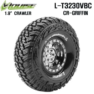 CR-GRIFFIN 1/10 Scale 1.9&quot; Crawler Tires Super Soft Compound / Black Chrome Rim / 12mm HEX(2)