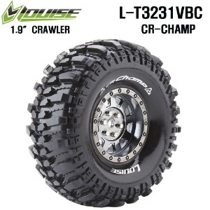 CR-CHAMP 1/10 Scale 1.9&quot; Crawler Tires Super Soft Compound / Black Chrome Rim / 12mm HEX(2)