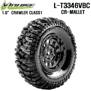 CR-MALLET CLASS1 1/10 Scale 1.9&quot; Crawler Tires Super Soft Compound / Black Chrome Spoke Rim Inserts (2)