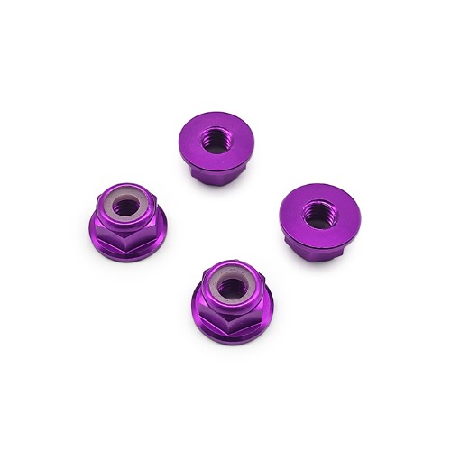 M4 aluminum flanged locknut (Purple) (4)