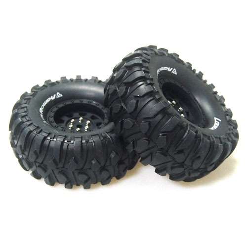 CR-ROWDY 1/10 Scale 1.9&quot; Crawler Tires Super Soft Compound / Black Rim / 12mm HEX