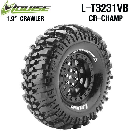 CR-CHAMP 1/10 Scale 1.9&quot; Crawler Tires Super Soft Compound / Black Rim / 12mm HEX(2)